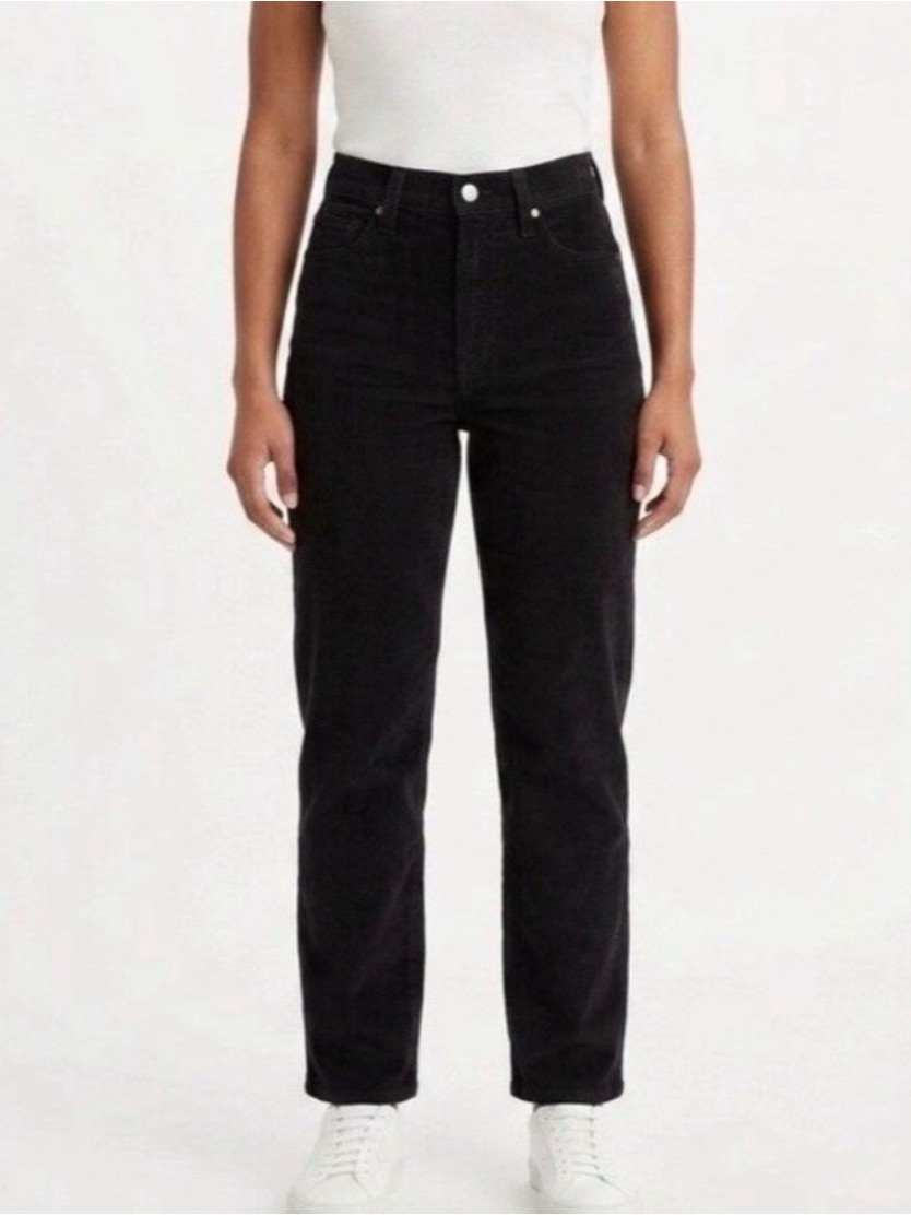 Levi’s Ribcage Straight Ankle Black Corduroy Jeans Women’s 24 Button Fly 25x27